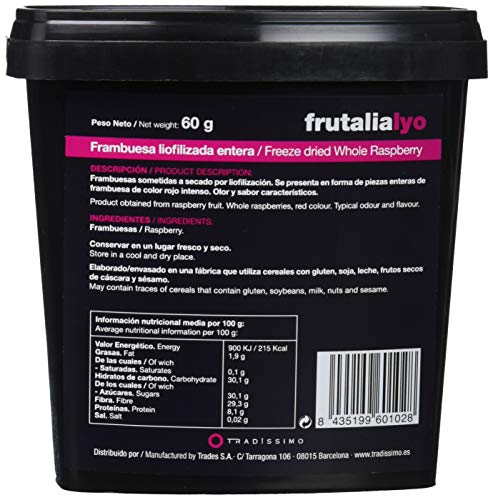 Tradissimo, Frambuesa deshidratada - 6 de 60 gr. (Total 360 gr.)