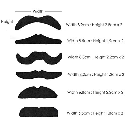 TRIXES Set de 12 Bigotes Autoadhesivos para Disfraz - Bigotes Postizos - Ideal para el Carnaval y Halloween