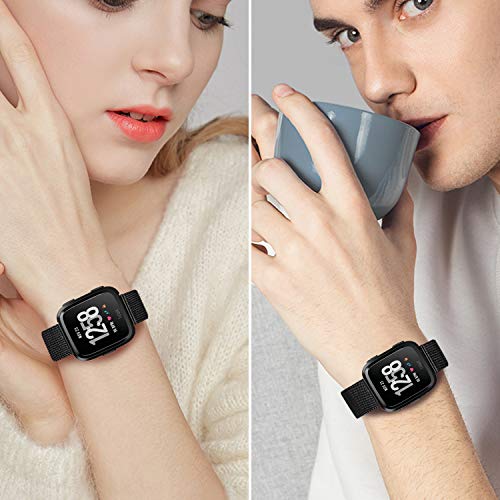 TRUMiRR Compatible con Fitbit Versa/Versa 2 Mujer Hombre Correa de Reloj, Correa de Acero Inoxidable sólida Correa de Metal con Cierre rapido para Fitbit Versa/Versa Lite/Versa Special Edition