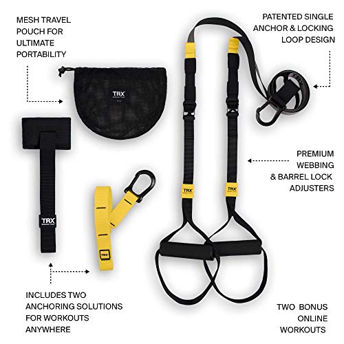 TRX Entrenamiento en suspensión GO: Entrenamiento de Resistencia con el Peso Corporal | Entrenamientos de Cuerpo Entero para el hogar y Viajes | Póster de formación Incluido