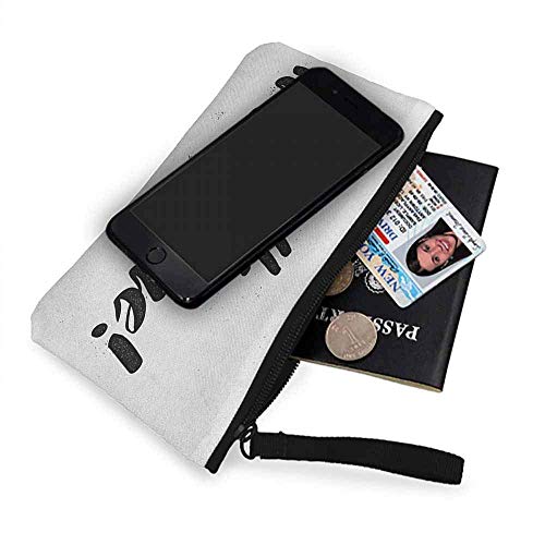 TTmom Carteras de Mujer,Monedero,Hello Hipster Calligraphic Inscription of a Slogan for Valentines Day with Grunge Look Wallet Coin Purses Clutch W 8.5" x L 4.5" Black White