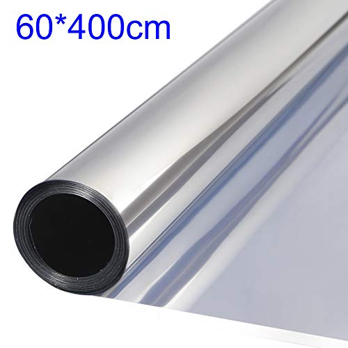 TTMOW Vinilo Pet Película Adhesiva Lámina de Espejo para Ventanas Cristal Unidireccional Protector de Privacidad Anti 99% UV y Anti 85% IR para Hogar y Oficina (60 * 400cm)