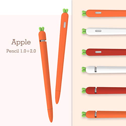 UKCOCO Funda de Lápiz Óptico con Forma de Zanahoria - Compatible con Apple Pencil 2 Funda Pantalla Táctil Funda de Lápiz Funda Protectora de Silicona Antideslizantea (Naranja)