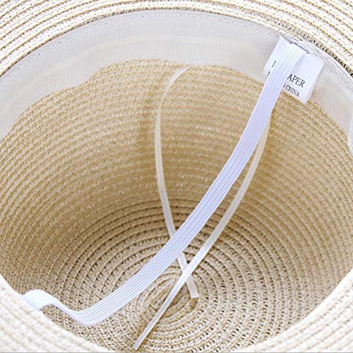 UKKD Strohhut Einfach Faltbare Wide Brim Floppy Mädchen Strohhut Sonnenhut Strand-Frauen-Sommer-Hut UV Protect Travel Cap Lady,Blau,55-58Cm