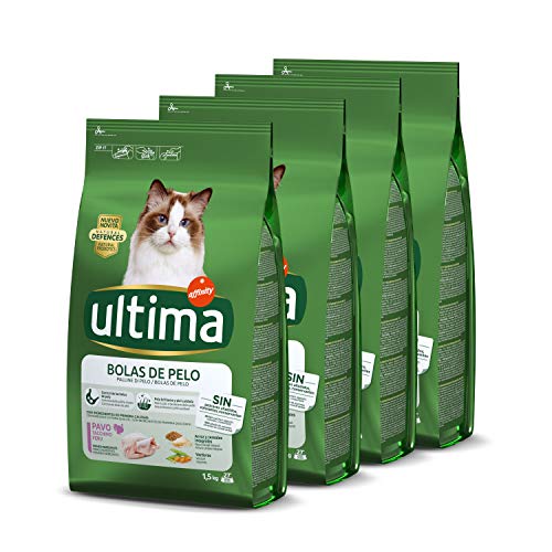 ultima Pienso Para Gatos Para Prevenir Bolas De Pelo Con Pavo 4 x 1.5 kg