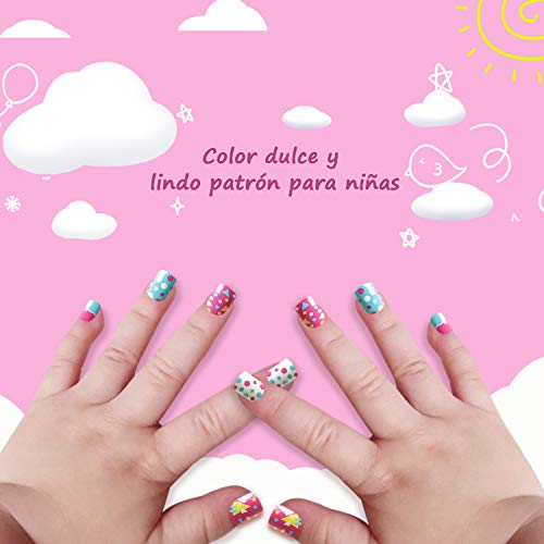 Uñas Postizas Niña Pegamento Uñas Postizas Pintadas Para Decoración de Color Uñas Kit de Uñas Falsas 24 Piezas Navidad