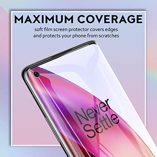 UniqueMe [2 Pack] Protector de Pantalla para Oneplus 8, [Fácil instalación] [Huella Digital Disponible] HD Clear TPU Case Friendly Película Flexible de Cobertura Completa