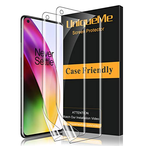 UniqueMe [2 Pack] Protector de Pantalla para Oneplus 8, [Fácil instalación] [Huella Digital Disponible] HD Clear TPU Case Friendly Película Flexible de Cobertura Completa