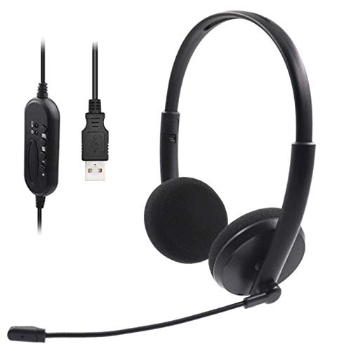 USB Auriculares con Micrófono, Auriculares con Cable Sonido Estéreo y Micrófono USB con Supresión de Ruido Cascos Business UC para Skype, Softphone, Centros de Llamadas, Voz Cristalina, Ultra Cómodo