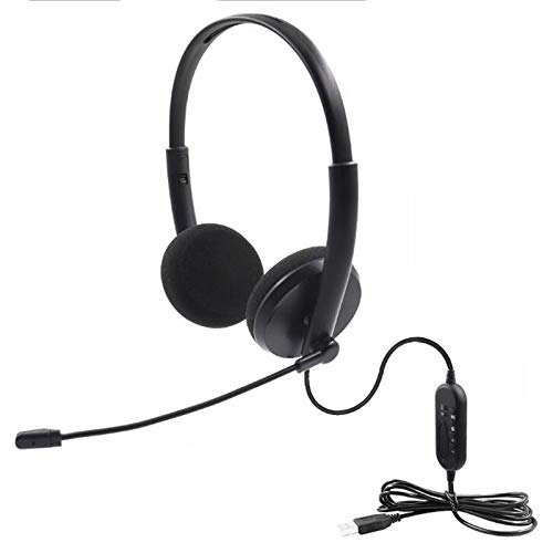 USB Auriculares con Micrófono, Auriculares con Cable Sonido Estéreo y Micrófono USB con Supresión de Ruido Cascos Business UC para Skype, Softphone, Centros de Llamadas, Voz Cristalina, Ultra Cómodo