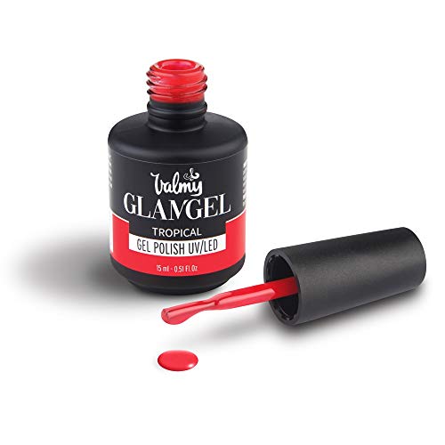 Valmy GlamGel Gel Polish UV/LED – Esmalte de Uñas Semipermanente Profesional de Colores de Moda de Larga Duración, Secado Rápido y Brillo Intenso para Lámparas UV o LED (Tropical) (15 ml)