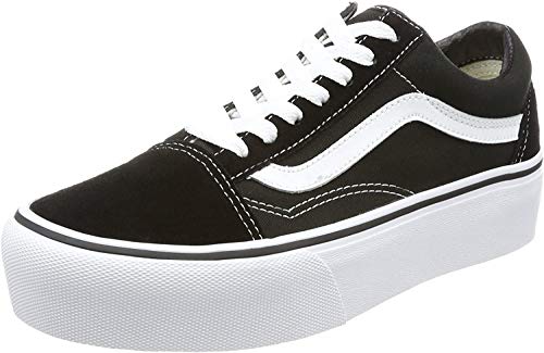 Vans Old Skool Platform, Zapatillas para Mujer, Negro (Black/White Y28), 36 EU