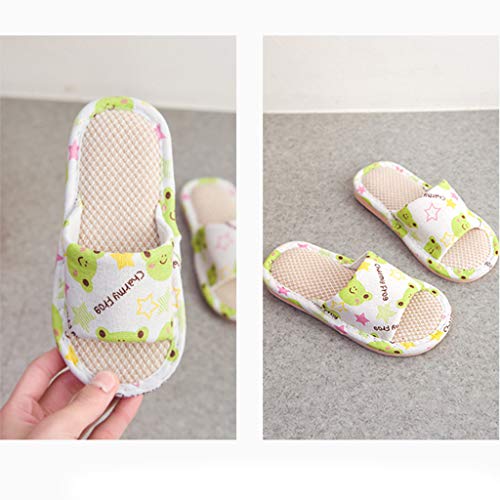 VECDY Zapatos Bebe Verano 2019, Zapatillas De Lino De Dibujos Animados Unisex para Niños Pequeños para Niños Pequeños para Niños Zapatos Transpirables De Casa Moda Fresco Simple (Verde,34-35)