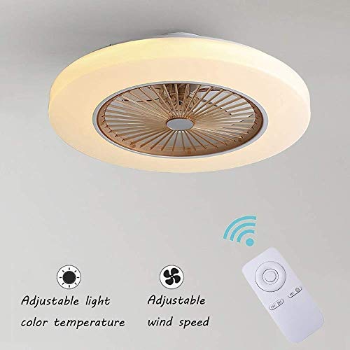 Ventilador de Techo con Lámpara, 36W Creativo Ventilador Invisible LED Lámpara de Techo Control Remoto Regulable Ultra Silencioso Lata Tiempo Ventilador Lámpara Φ58 * H20cm [Clase De Energía A ++]