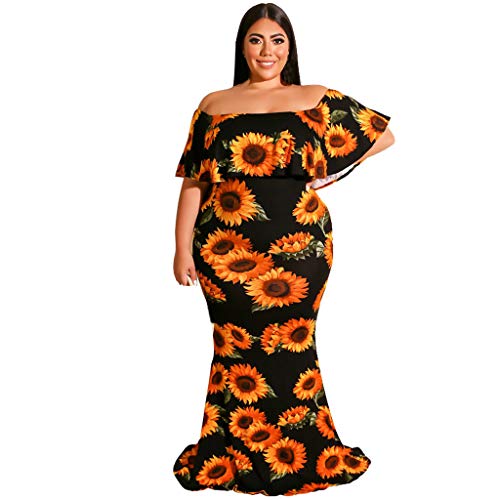 Vestido de cóctel para mujer, de Sunflower, de manga corta, de hombro, largo, sexy, elegante, sin hombros, para fiestas, Negro