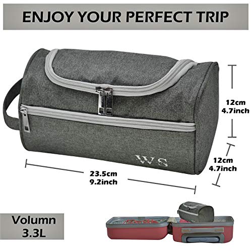 Viajes Lavado de Bolsa Neceser Colgante Gancho Dopp Kit Salud Bolsa Organizador Viajes para baño Ducha Aseo Unisex Accesorios de Afeitar (Gris)