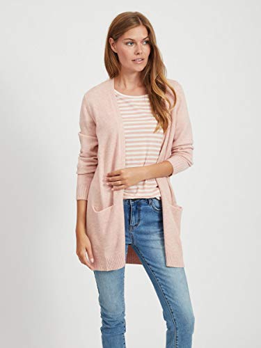 Vila VIRIL Open L/S Knit Cardigan-Noos Suéter, Misty Rose, XS para Mujer