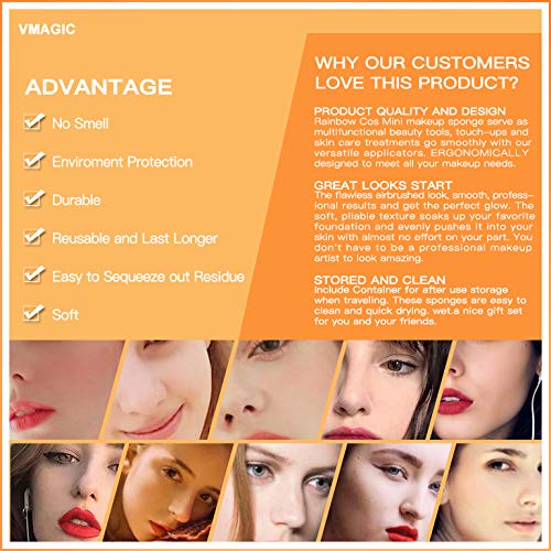 Vmagic - 5 miniesponjas de maquillaje mezcladoras, de calidad prémium, esponjas de base para un acabado perfecto, para aplicar base e iluminador (color aleatorio).