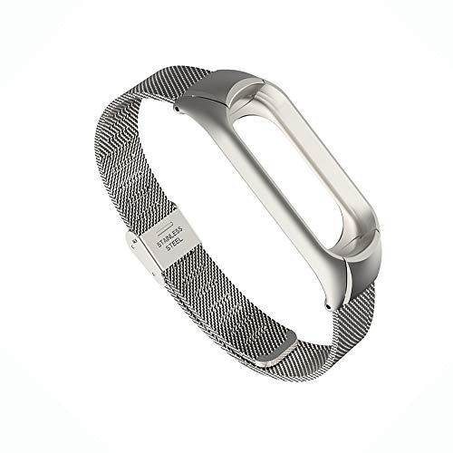 Wanfei Pulsera Xiaomi Mi Band 3 Correa, Band 3 Correa de Metal Pulseras de Repuesto Correa de Recambio Brazalete Extensibles para Xiaomi Mi Band 3 (No Sensor/No Host) (Plata)