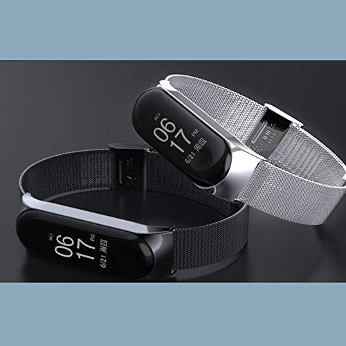 Wanfei Pulsera Xiaomi Mi Band 3 Correa, Band 3 Correa de Metal Pulseras de Repuesto Correa de Recambio Brazalete Extensibles para Xiaomi Mi Band 3 (No Sensor/No Host) (Plata)