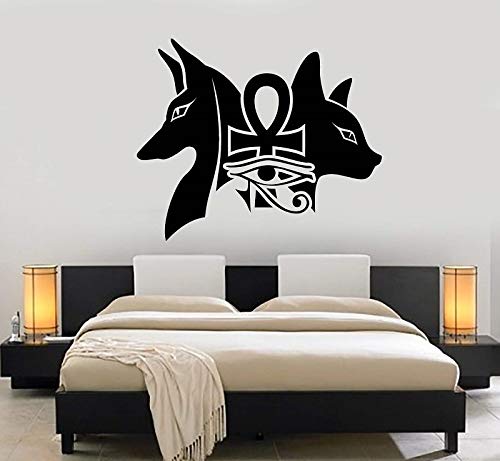 wangpdp Aplique de Pared de Vinilo Antiguo Dios Egipcio Anubis Egipto Pegatinas de decoración del hogar Sala de Estar Dormitorio Pegatinas de Pared 51 * 42 cm