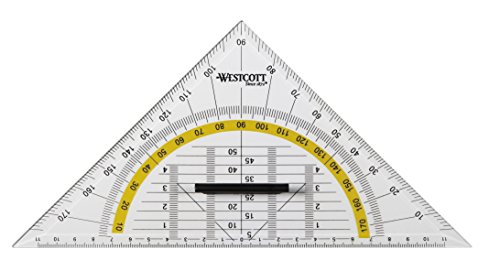 Westcott E-10134 00 transportador de plástico con asa extraíble, 22 cm, transparente