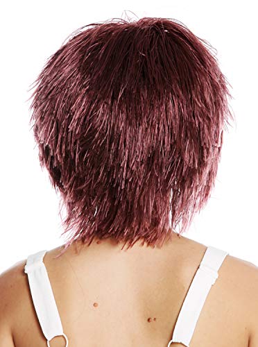 WIG ME UP- MMSLW-KF938 Peluca de Mujer Hombre Carnaval despeinada despeluznada como Paja voluminosa Duende Payaso Color Rojo Vino