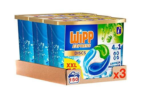 150 cápsulas Wipp Express DISCS 4 en 1 Lavanda detergente lavadora