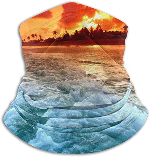 WlQshop Calentadores de Cuello Sunset Wave Neck Gaiter Mascarilla Bufandas Headband For Men Women Sun UV Wind Dust Protection Skiing Riding Running