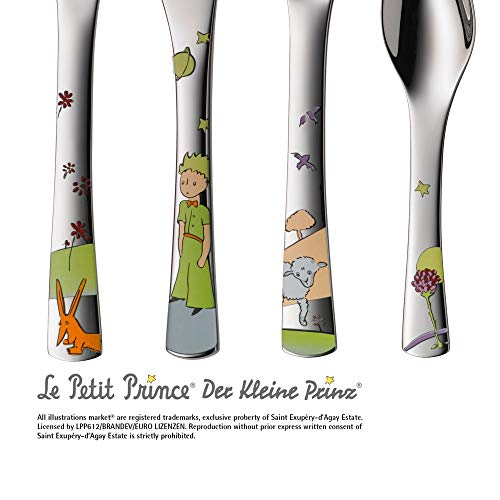 WMF El Principito - Vajilla Infantil (Plato, Cuenco), Acero Inoxidable y Cubertería (Tenedor, Cuchillo de Mesa, Cuchara y Cuchara Pequeña), Porcelana, 6 piezas