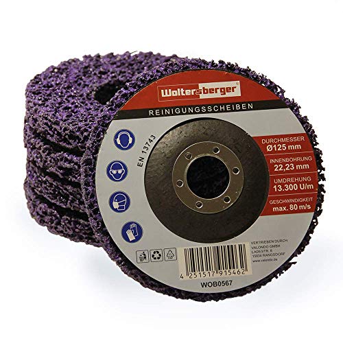 Woltersberger® - Discos de limpieza para amoladora angular (5 unidades, diámetro de 115 mm, CSD), color morado