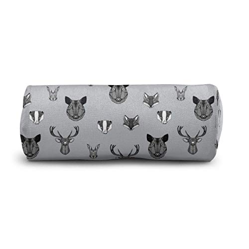 Woodland Animals Badger Fox Rabbit jabalí, ciervo, ciervo, Buck Doe, estuche gris con cremallera, bolsa para bolígrafos, papelería para estudiantes pequeños viajes, cosméticos, neceser de maquillaje