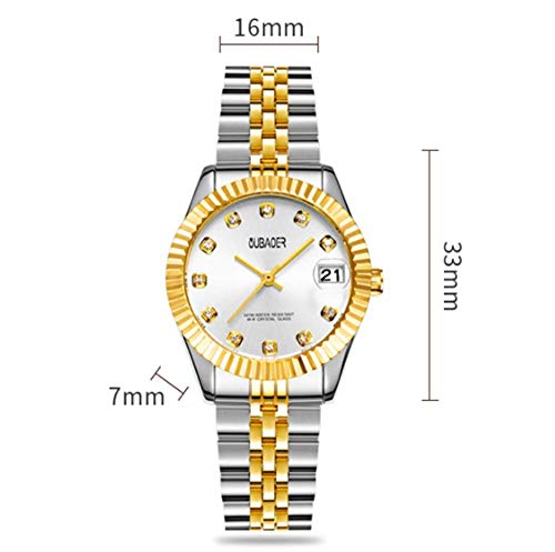 XHH Reloj de Diamantes para Mujer, Alta Moda, ocasión de Negocios, Calendario, Pantalla, Puntero Delicado, Acero de Cuarzo, Reloj Impermeable, Blanco (Accesorios de Regalo de Fiesta)