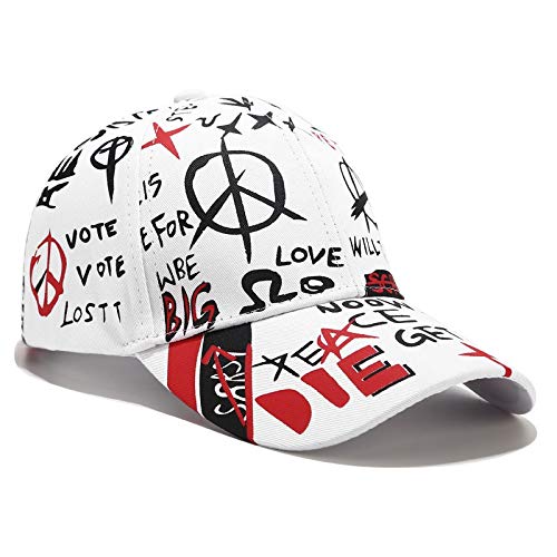 XingXiang Las Nuevas Letras de la Pintada Gorra de béisbol de paternidad Hombres y Mujeres viajan a lo Largo del Casquillo del Curvada Deportes Sombrero Casual (Color : White, Size : 58-60cm)