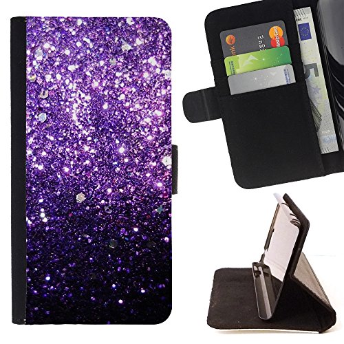 XP-Tech / Flip Funda Carcasa PU de Cuero para Motorola Moto G4 / Moto G4 Plus - Glitter Purple Shiny Dark Bling