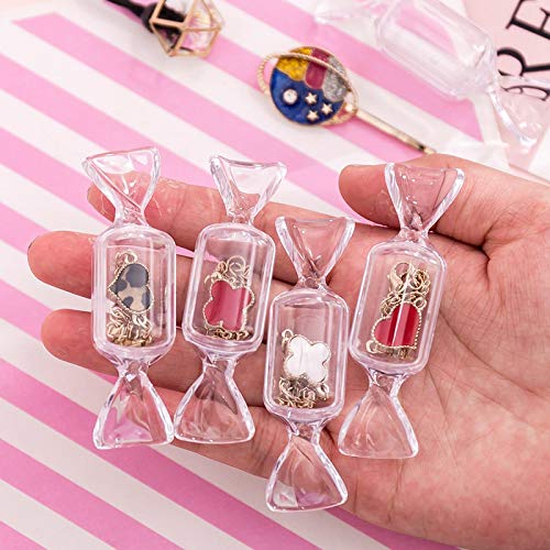 XTFF Organizador De Joyas, Bonita Caja De Almacenamiento De Maquillaje Transparente con Forma De Caramelo para Chicas Adolescentes, Mini Bolsa De Pendientes Portátiles,