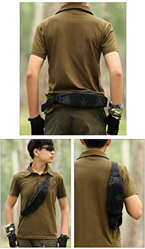 Yakmoo Bolso de Cintura Estilo Militar Táctico Bolsa de Riñonera Deportiva Impermeable Molle Sistema al Aire Libre Negro