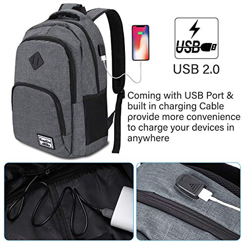 YAMTION Mochilas Escolares Juveniles,Mochila para portátil con Puerto de Carga USB,para Escolar Negocio Trabajo