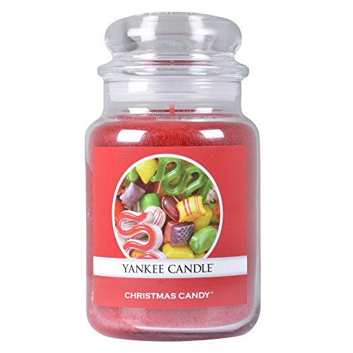 Yankee Candle - Tarro de fragancia con aroma de dulce de navidad / bastón de caramelo., Rojo, Christmas Candy Large Jar