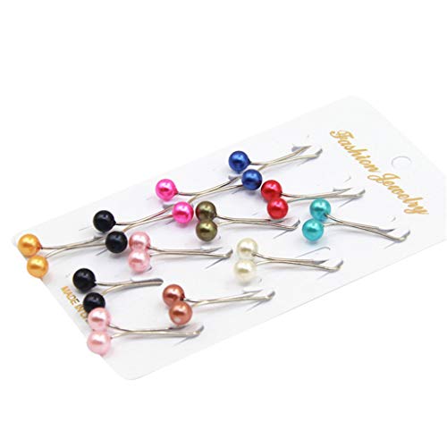 Yinuneronsty 12 Unids/Pack Bufandas De Mujer Musulmana Hijab Clips En U De Acero Inoxidable Colgante De Bola De Perlas De Imitación De Color Broche De Mantón De Seguridad Alfileres