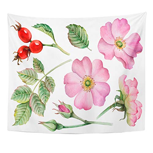 Y·JIANG Tapiz floral floral, hojas de acuarela flores y rosas para el hogar, tapices grandes decorativos, manta ancha para colgar en la pared para sala de estar, dormitorio, 152 x 127 cm