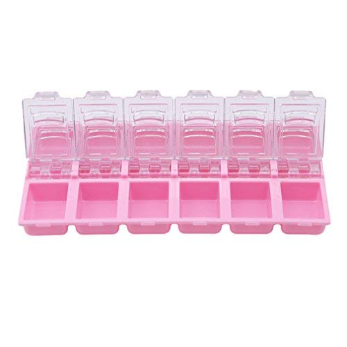 YK.Hapyshop Yinew 12 rejillas caja de almacenamiento organizador vitrina para joyas de uñas, arte de uñas, diamantes de imitación, pendientes, color transparente