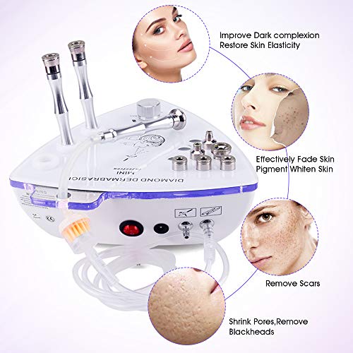 Yofuly 3 en 1 Diamond Microdermabrasion máquina de dermoabrasión con pistola de pulverización, uso profesional en el hogar belleza facial equipo de succión 65 – 68 cmhg