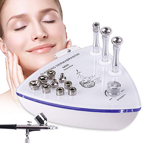 Yofuly 3 en 1 Diamond Microdermabrasion máquina de dermoabrasión con pistola de pulverización, uso profesional en el hogar belleza facial equipo de succión 65 – 68 cmhg