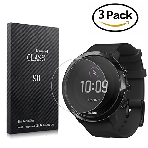 Youniker 3 Unidades Protector de Pantalla para Suunto 3 Fitness Cristal Vidrio Templado para Suunto 3 Fitness Watch 9H Dureza Sin Burbujas