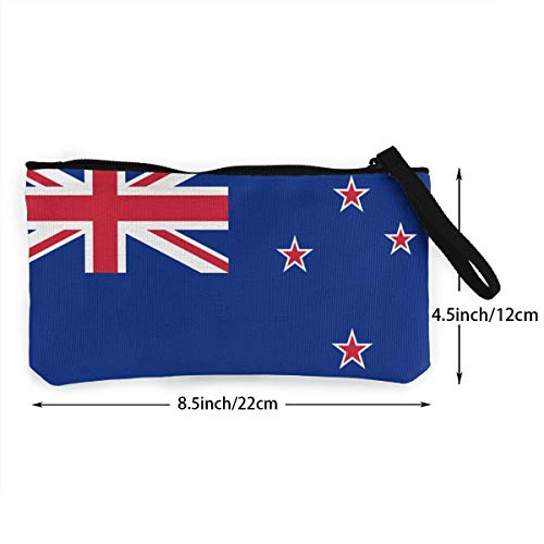 Yuanmeiju Cartera Unisex del Monedero de la Lona de la Cremallera de la Bandera de Nueva Zelanda, Bolso del Maquillaje, Bolso del teléfono móvil con la manija