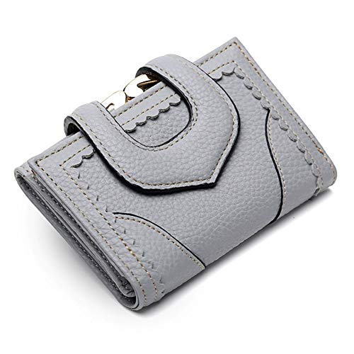 YuJian12 Cartera de Lichi de Moda para Mujer, Billetera de Encaje con Hebilla Cremallera Bolsa de la Moneda (Color : Medium Gray)