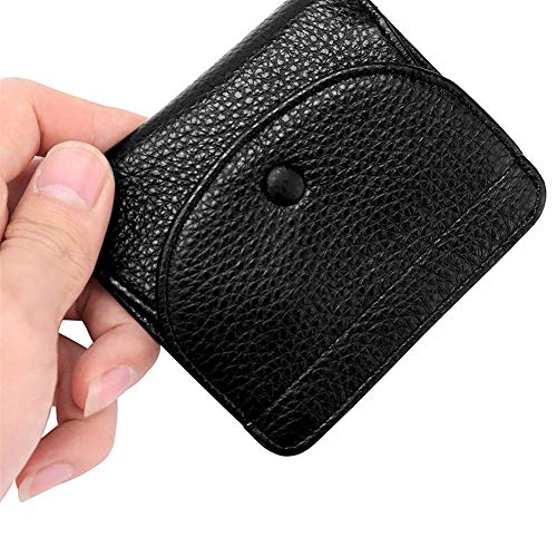 YuJian12 Patrón Monedero Lichi Color sólido Hebilla pequeña Carpeta Cremallera Bolsa de la Moneda (Color : Black)