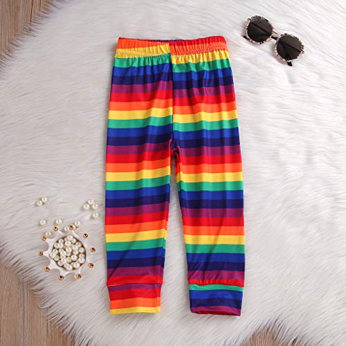 YWLINK♥NiñOs Bebé NiñA Bling Arco Iris Pantalones A Rayas Leggings Medias Mezcla De Algodon Moda Casual Pantalones Deportivos CóModo Ropa De NiñOs Regalo del DíA De Miembro(Multicolor,4-5 años/130)