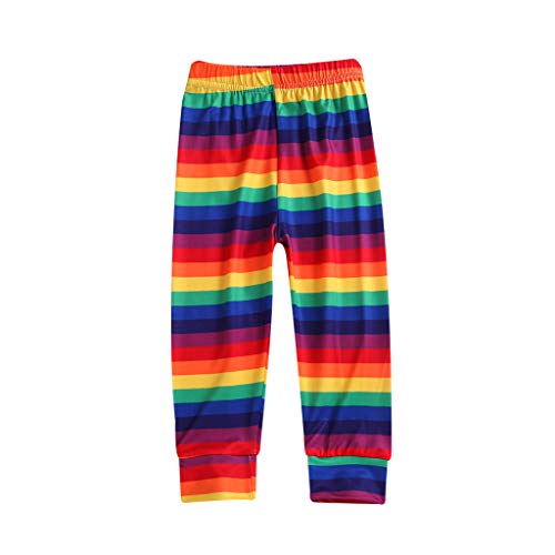 YWLINK♥NiñOs Bebé NiñA Bling Arco Iris Pantalones A Rayas Leggings Medias Mezcla De Algodon Moda Casual Pantalones Deportivos CóModo Ropa De NiñOs Regalo del DíA De Miembro(Multicolor,4-5 años/130)